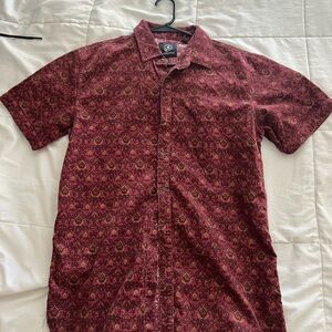 Von Zipper Burgundy Patterned Casual Shirt
